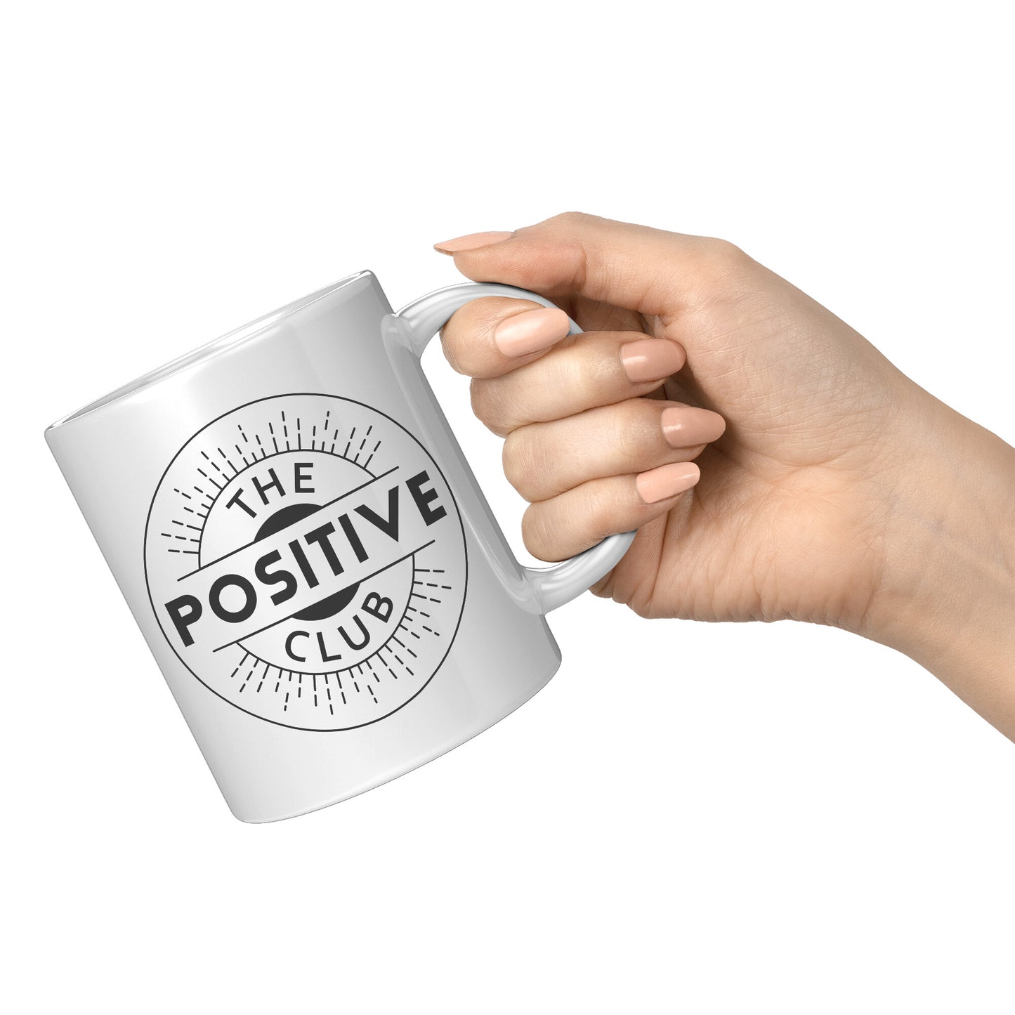 11oz White Mug Black Logo The Positive Club ( Free Shipping )