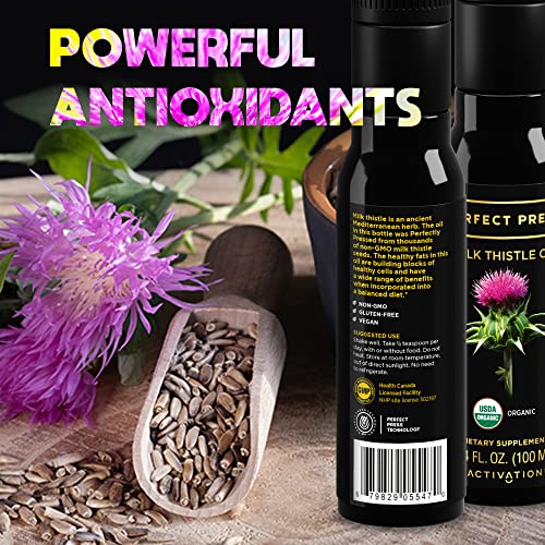 ACTIVATION Products - Perfect Press Milk Thistle Oil, Milk Thistle Extract for Natural Detox and Blood Circulation, Pure Milk Thistle Liquid for Heart Health, Milk Thistle Supplement, Non GMO, 100 ml