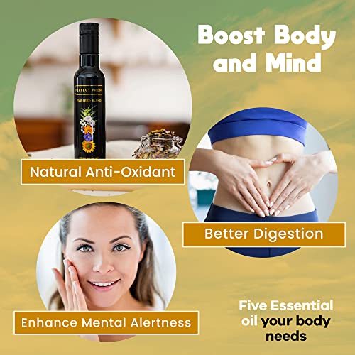 Activation Products - Perfect Press Five Seed Blend, With Non GMO Sesame Oil, Flaxseed Oil, Pumpkin Seed Oil, Sunflower Oil, and Coriander Seeds Oil, Vegan Omega 3 Supplement for Mind and Body, 250 ml