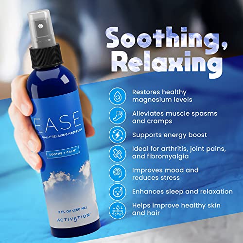 Activation Products - Ease Magnesium Spray for Pain and Muscle Tension, Magnesium Topical Spray with Bioavailable Magnesium Chloride, Topical Magnesium for Sleeping & Relaxation, 8 fl oz