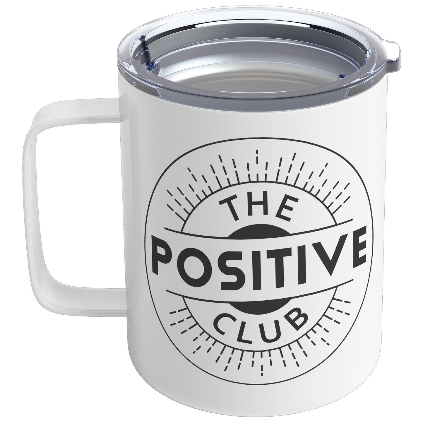 10oz Insulated Coffee Mug Black Logo The Positive Club ( Free Shipping )