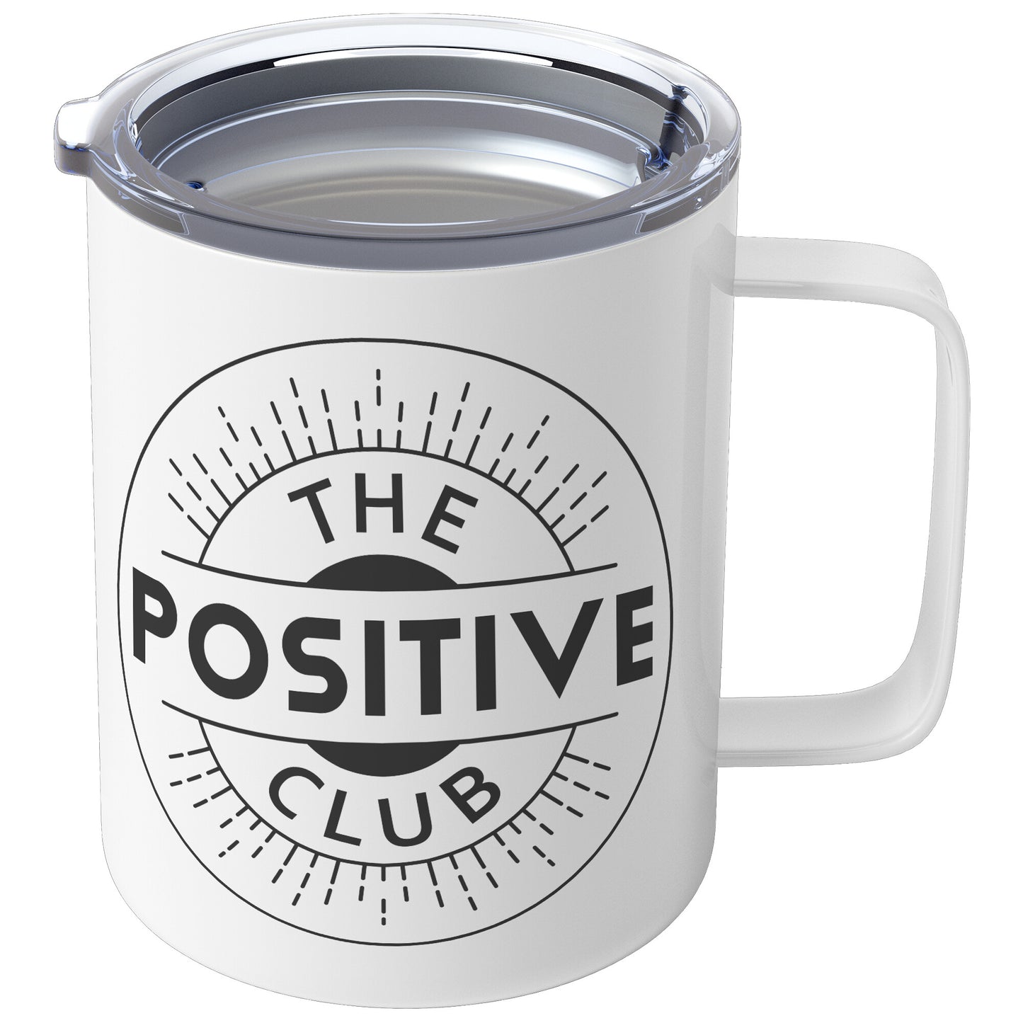 10oz Insulated Coffee Mug Black Logo The Positive Club ( Free Shipping )