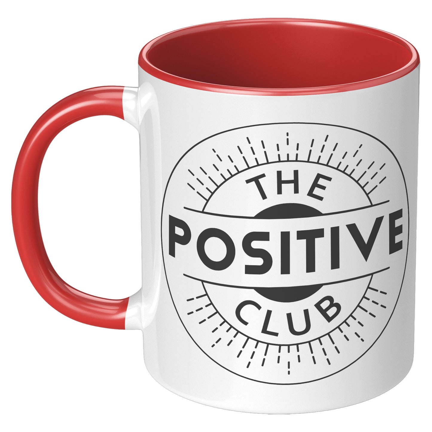 11oz Accent Mug Black Logo The Positive Club ( Free Shipping )