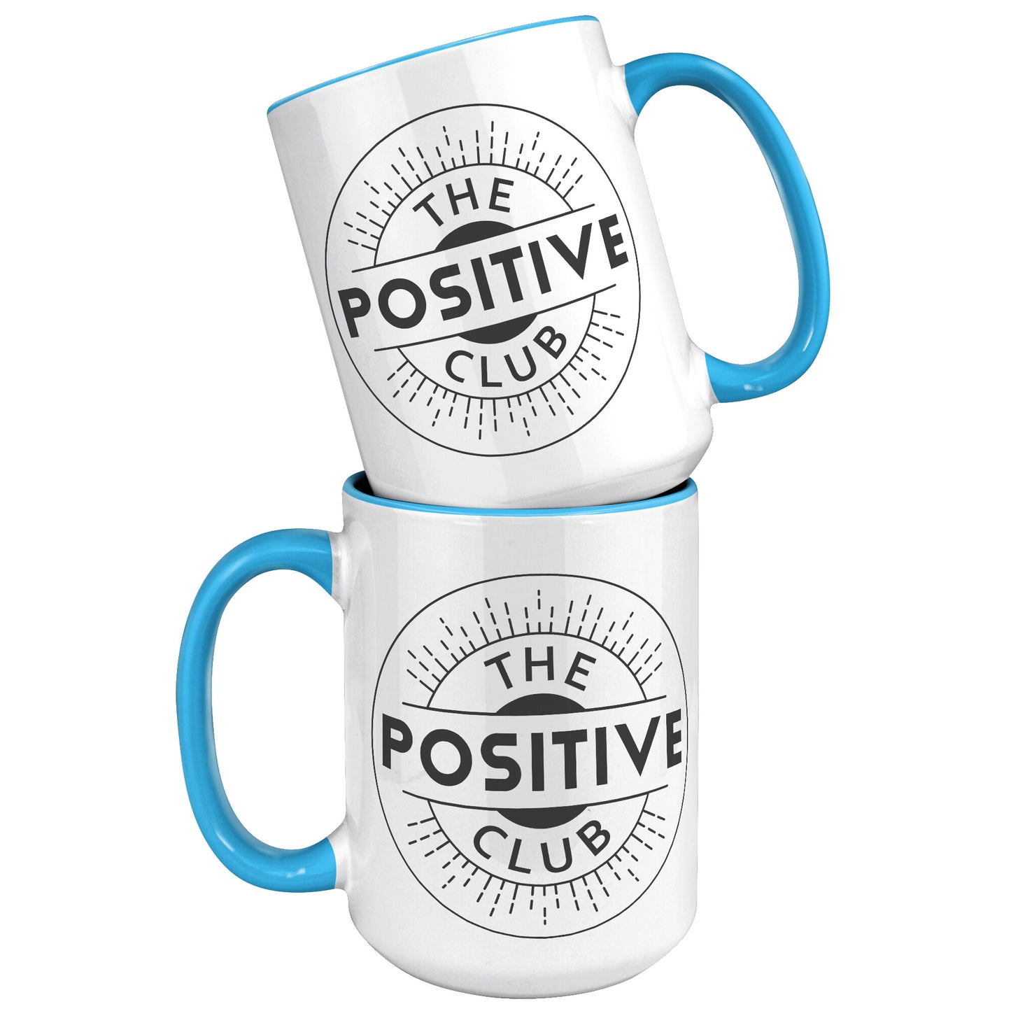 15oz Accent Mug Black Logo The Positive Club ( Free Shipping )