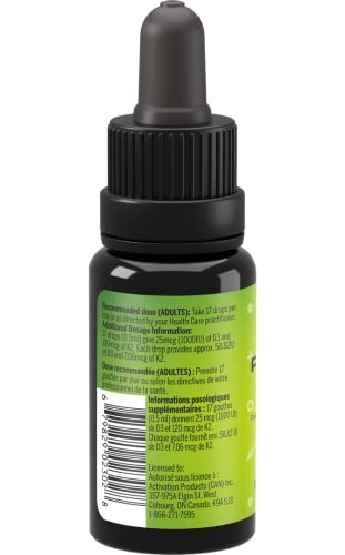 Activation Products - Perfect K2D3, Liquid Vitamin D3 with K2, Vitamin K2 and D3 Supplement in MCT Oil, D3K2 Vitamins for Bone Strength and Immune Support, D3+K2 Vitamins for Calcium Absorption, 15 ml