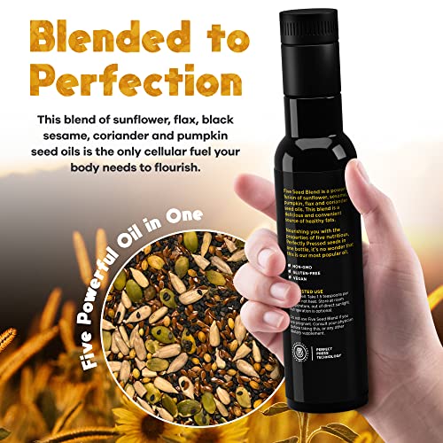 Activation Products - Perfect Press Five Seed Blend, With Non GMO Sesame Oil, Flaxseed Oil, Pumpkin Seed Oil, Sunflower Oil, and Coriander Seeds Oil, Vegan Omega 3 Supplement for Mind and Body, 250 ml