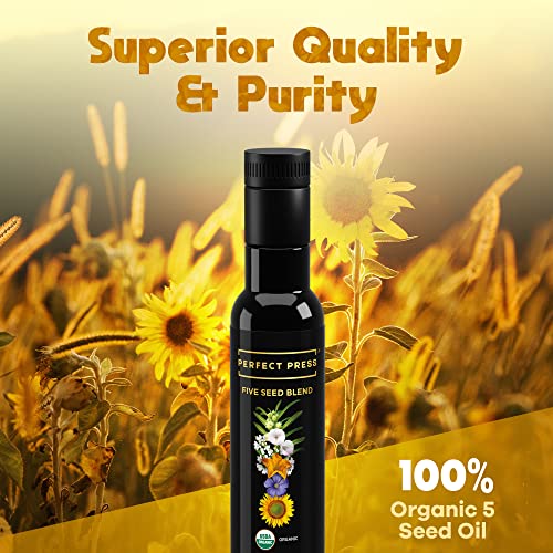 Activation Products - Perfect Press Five Seed Blend, With Non GMO Sesame Oil, Flaxseed Oil, Pumpkin Seed Oil, Sunflower Oil, and Coriander Seeds Oil, Vegan Omega 3 Supplement for Mind and Body, 250 ml